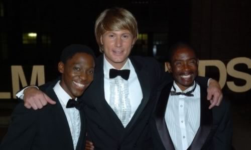 Wandile Molenbatsi, Jason Hartman and Muntu Ndebele at the Pan African Film Festival in Los Angeles.