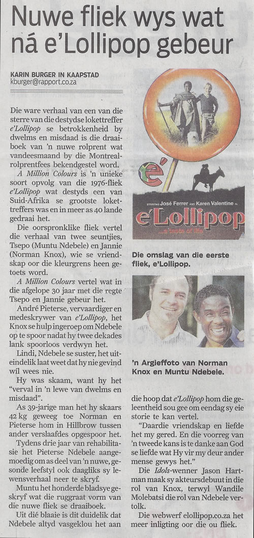 Nuwe fliek wys wat na e'Lollipop gebeur